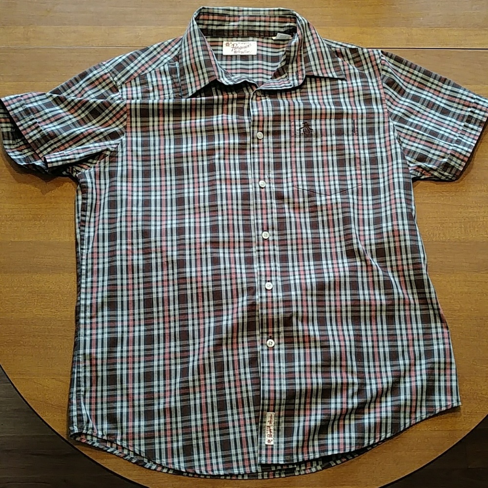 Original penguin plaid button up t shirt